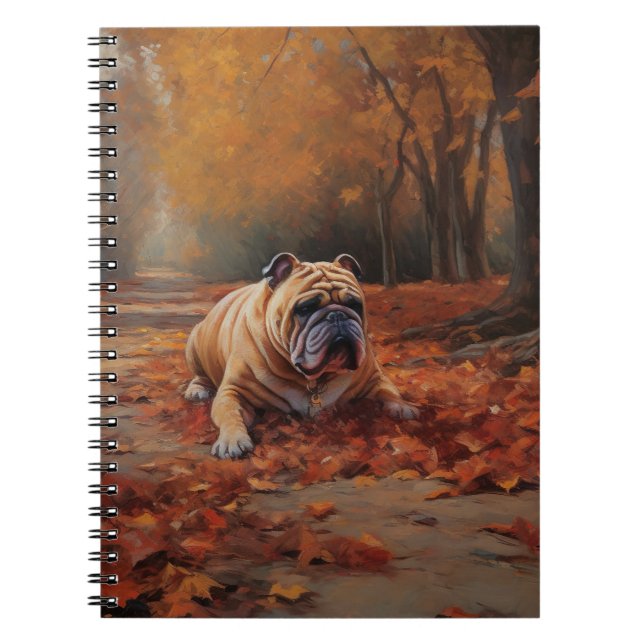 Bulldog i Höst löv Fall Inspire Anteckningsbok (Framsidan)