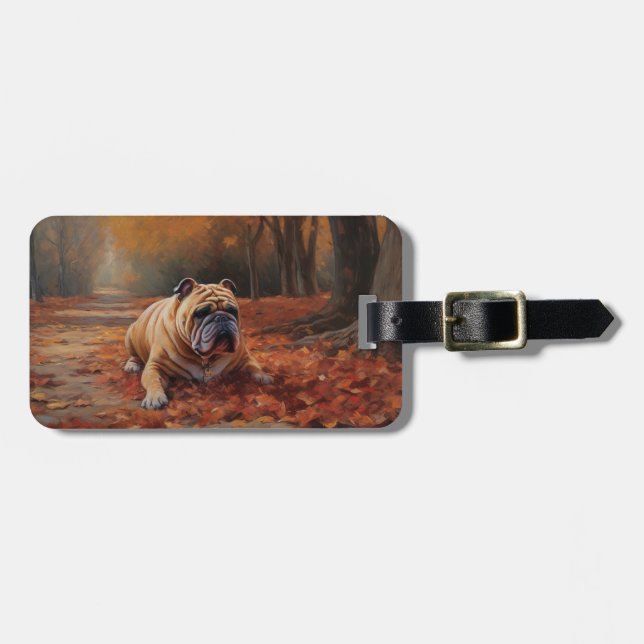 Bulldog i Höst löv Fall Inspire Bagagebricka (Horisontell Framsida)