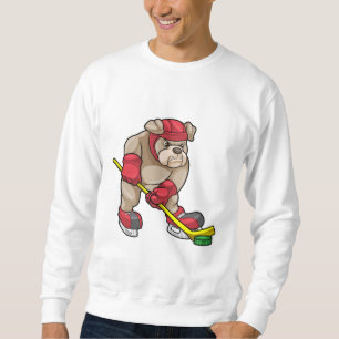 Bulldog i Ice hockey med Hockey stick Lång Ärmad Tröja