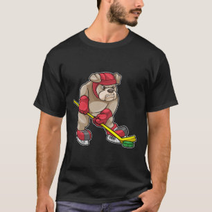 Bulldog i Ice hockey med Hockey stick T Shirt