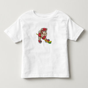 Bulldog i Ice hockey med Hockey stick T Shirt