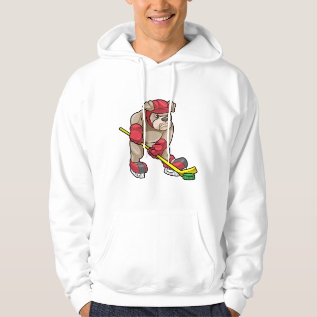 Bulldog i Ice hockey med ishockeyklubba Hoodie (Framsida)