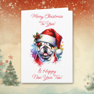 Bulldog i jultomten Personlig jul Kort