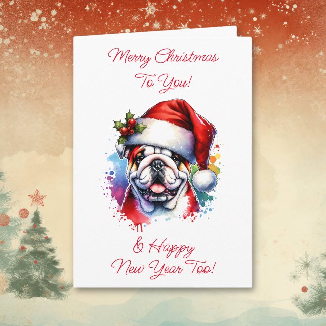 Bulldog i jultomten Personlig jul Kort (Skapare uppladdad)
