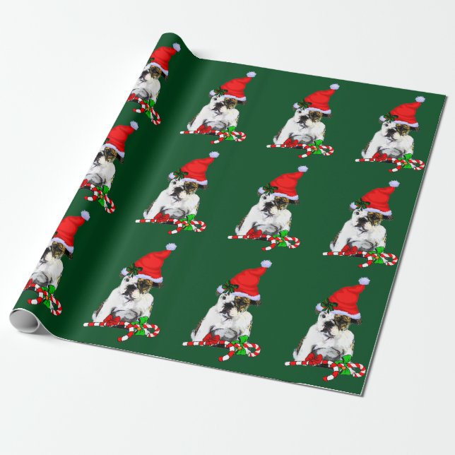 Bulldog i jultomten presentpapper (Utrullad)
