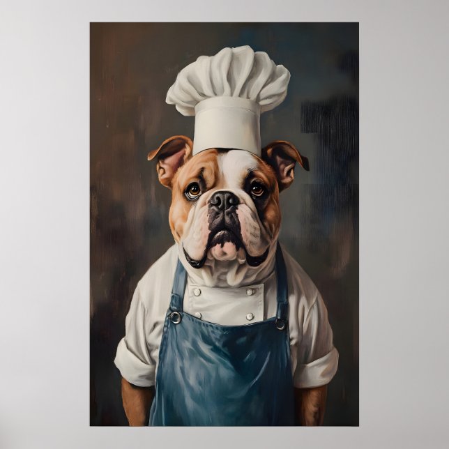 Bulldog i kockhatt Affisch, Husdjur Affisch, Bulld Poster (Framsidan)