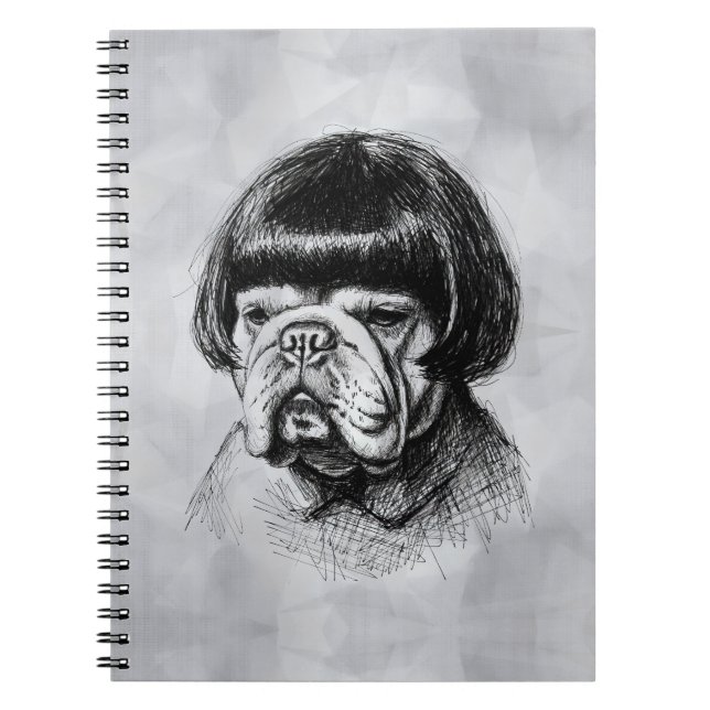 Bulldog i peruk (stil 1) finkonst anteckningsbok (Framsidan)