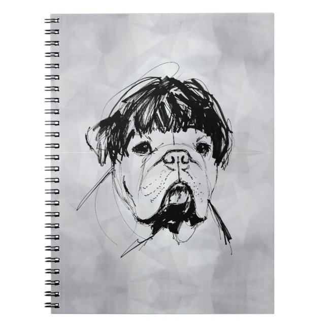 Bulldog I Peruk (stil 2) Finkonst Anteckningsbok (Framsidan)