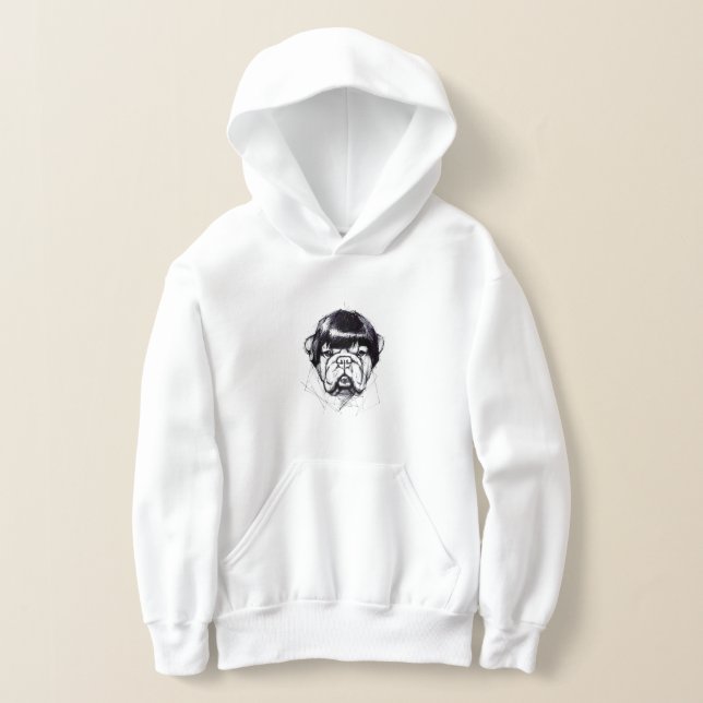 Bulldog I Peruk (stil 3) Fin konst T Shirt (Laydown)