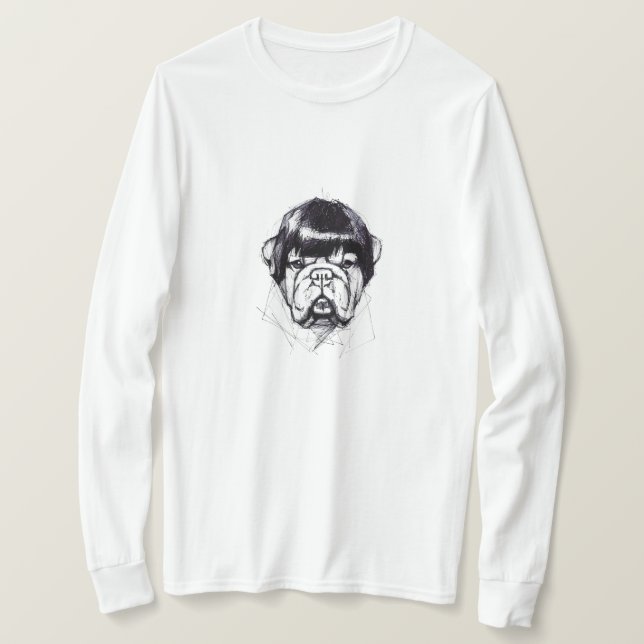 Bulldog I Peruk (stil 3) Finkonst T Shirt (Design framsida)