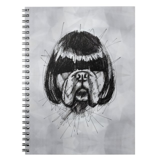 Bulldog i peruk (stil 4) finkonst anteckningsbok (Framsidan)