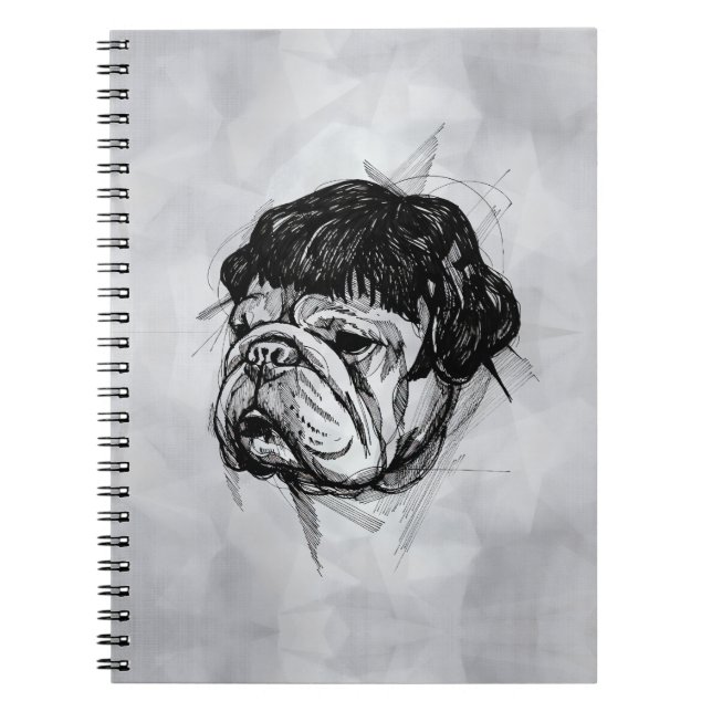 Bulldog I Peruk (stil 7) Finkonst Anteckningsbok (Framsidan)