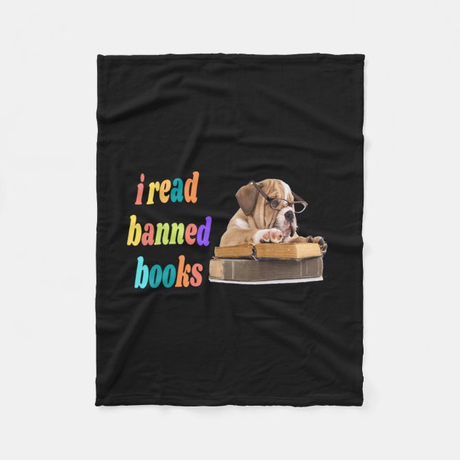 Bulldog I Read Banned Bokar Fleecefilt (Framsidan)