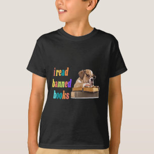 Bulldog I Read Banned Bokar T Shirt