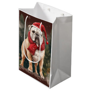 Bulldog i snö jul