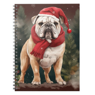 Bulldog i snö jul anteckningsbok
