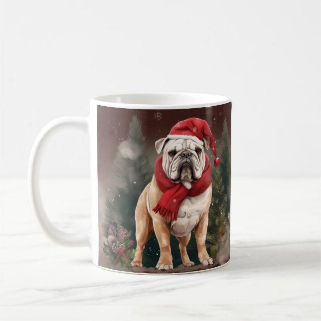 Bulldog i Snö jul Kaffemugg (Vänster)