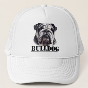 Bulldog i svart och vitt keps