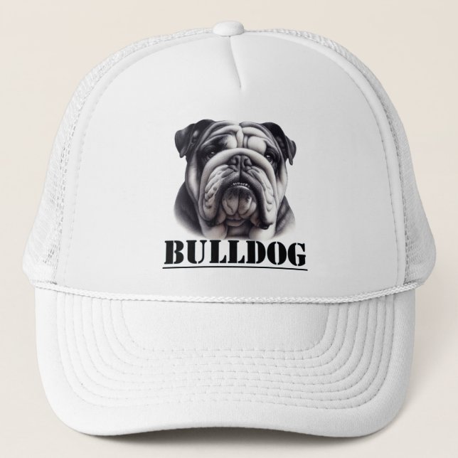 Bulldog i svartvitt keps (Framsida)