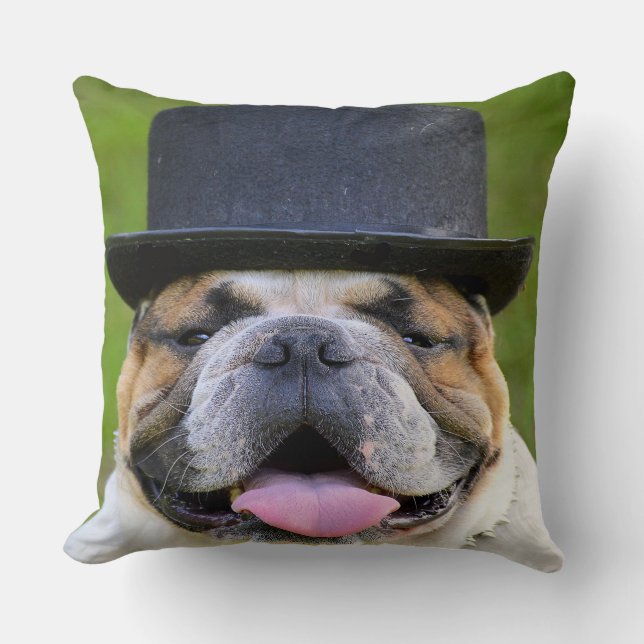 Bulldog i Top hat Kudde (Framsida)