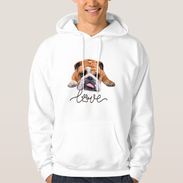 Bulldog,illustration T-Shirt Hoodie (Framsida)