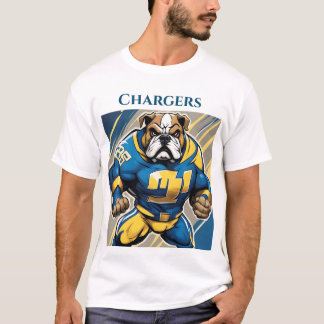 Bulldog in Chargers Färgad Cersey T-Shirt