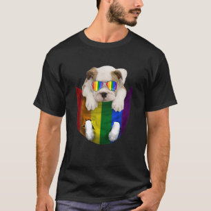 Bulldog in Pocket Rainbow Trans Gay LGBT Pride Ani T Shirt