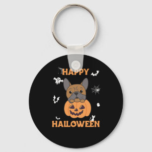 Bulldog in Pumpkin Cute Hundar Happy halloween Nyckelring