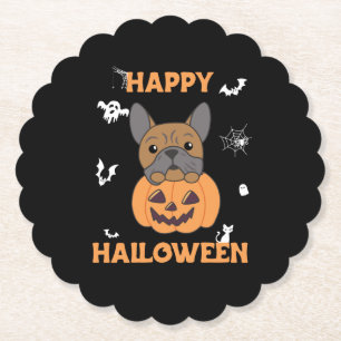 Bulldog in Pumpkin Cute Hundar Happy halloween Underlägg Papper