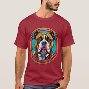 Bulldog inramad i en cirkulär dekorativ design t shirt
