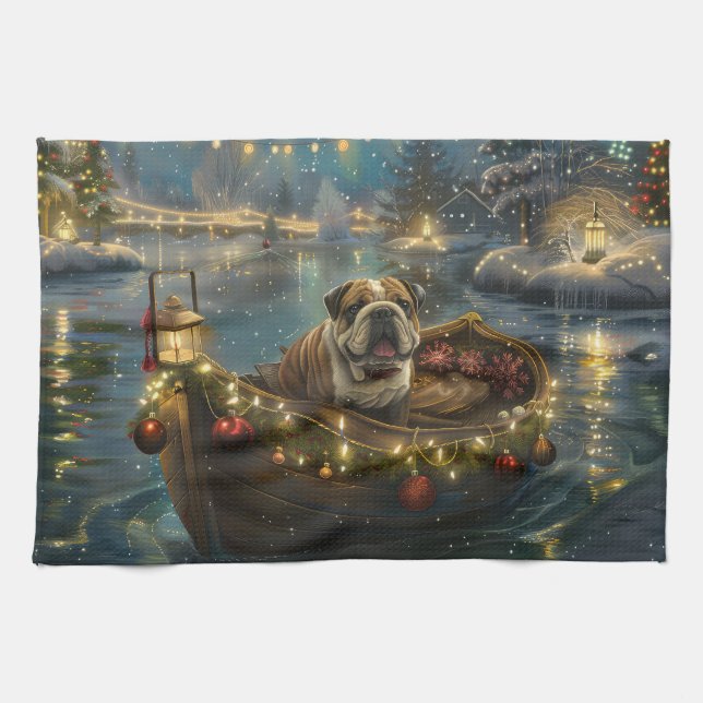 Bulldog Jul Festive Voyage Kökshandduk (Horisontell)