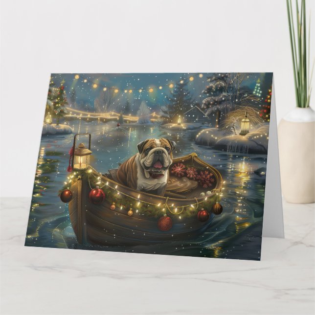 Bulldog Jul Festlig resa Kort (Framsida)