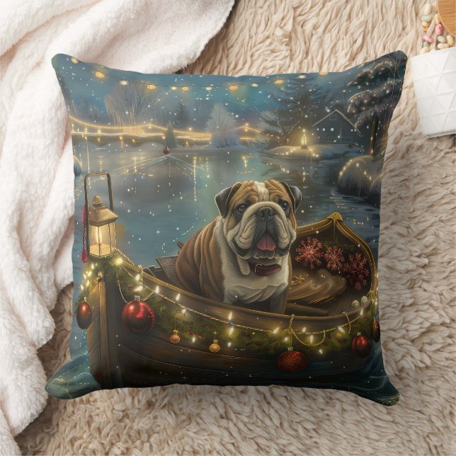 Bulldog Jul Festlig resa Kudde (Filt)