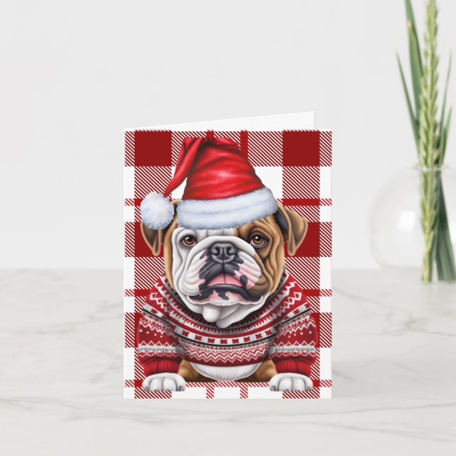 Bulldog Jul Hund Red Play Jul Helgkort (Framsida)