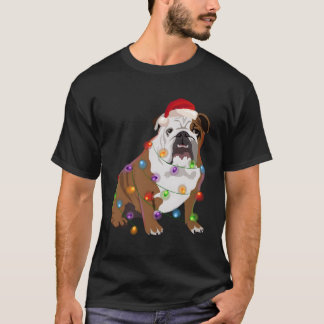Bulldog Jul Ljus Julafton Hund älskare T Shirt