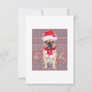 Bulldog jul Ljus Ugly Sweater Hund älskare OSA Kort