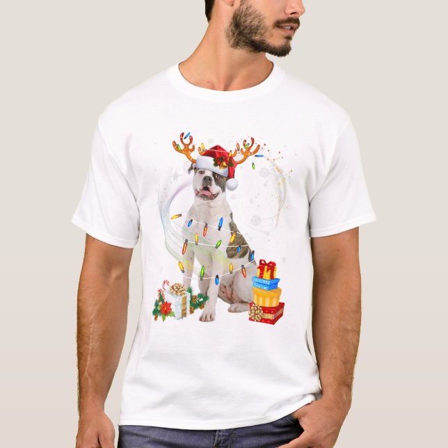 Bulldog jul Reindeer T Shirt (Framsida)