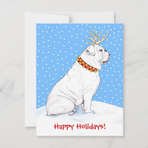 Bulldog jul Reindeer White Inbjudningar
