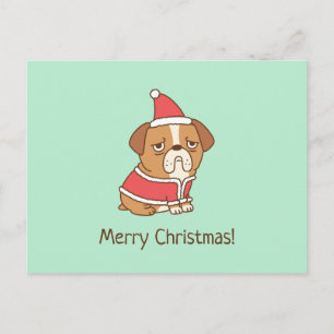 Bulldog Jul tomte Roligt God Jul Julkort Vykort