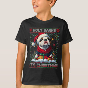 Bulldog Julgran Ljus Dekoration Hund Kärlek T Shirt