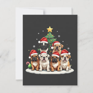 Bulldog Julgran Santa Hat Puppy Älskare Inbjudningar