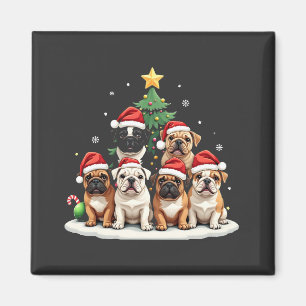 Bulldog Julgran Santa Hat Puppy Älskare Magnet