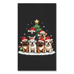 Bulldog Julgran Santa Hat Puppy Älskare Magnetiska Visitkort