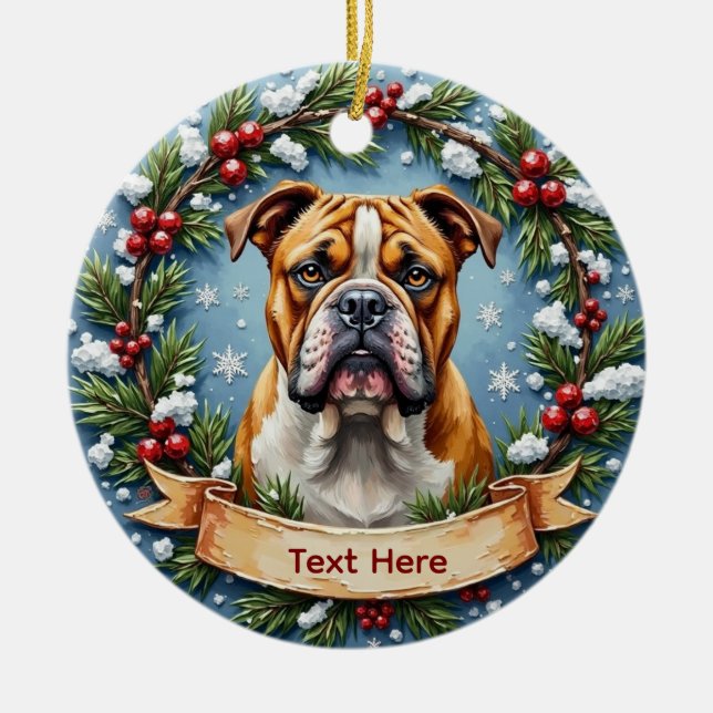 Bulldog Julgransprydnad Keramik (Framsidan)