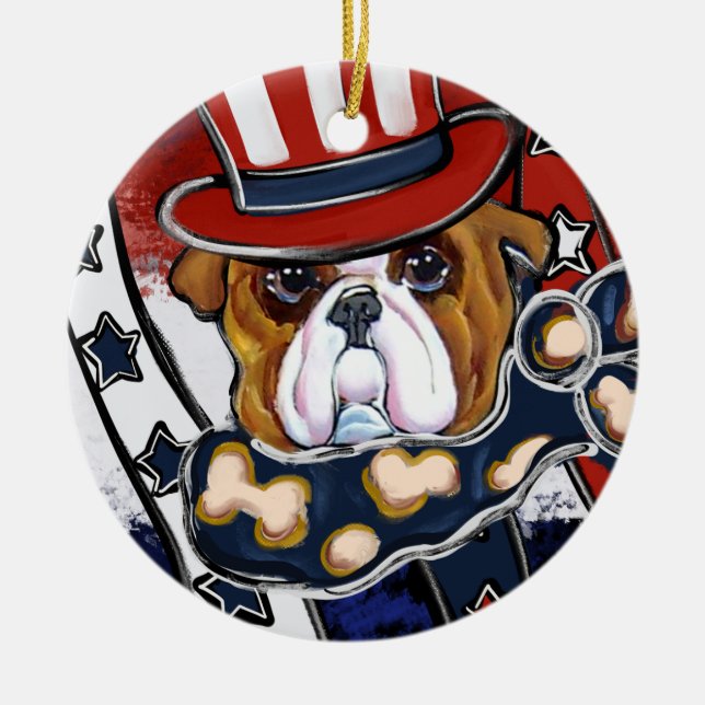 Bulldog Julgransprydnad Keramik (Framsidan)