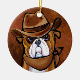 Bulldog Julgransprydnad Keramik