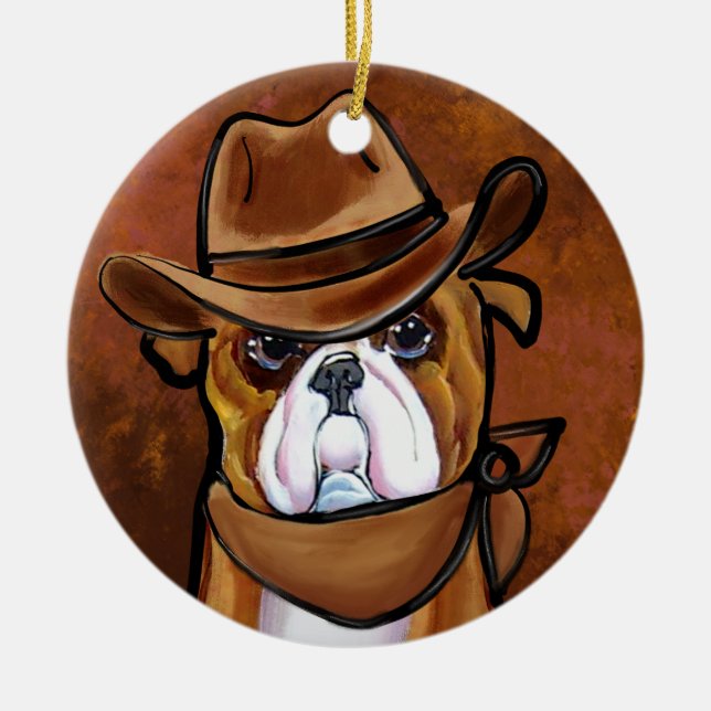 Bulldog Julgransprydnad Keramik (Framsidan)