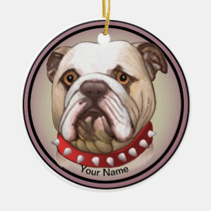 Bulldog Julgransprydnad Keramik