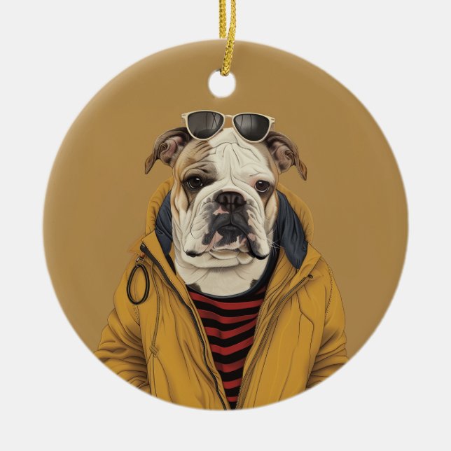 Bulldog Julgransprydnad Keramik (Framsidan)