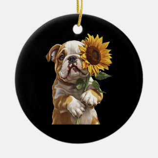 Bulldog  julgransprydnad keramik